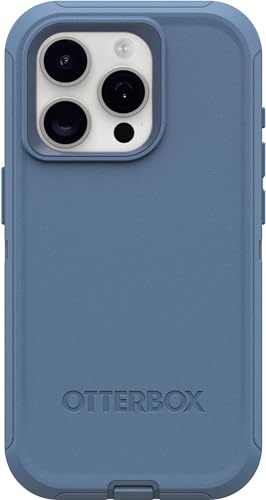 OtterBox iPhone 15 Pro (Only) - Defender Series Case - Baby Blue Jeans (Blue) - Rugged & Durable - with Port Protection - Holster Clip Includes - Non-Retail Packaging