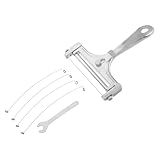 SHOWERORO Cortadora de Queso Manual Acero Inoxidable con 4 Alambres de Repuesto y Llave Inglesa, Rebanadora para Mantequilla y Queso en Bloque, Herramienta Portátil para Cocina Doméstica