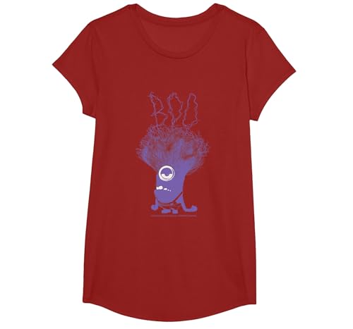 Minions Haloween Merch Designs Boo Fun Art T-Shirt, Girls, Cranberry Red, X-Small