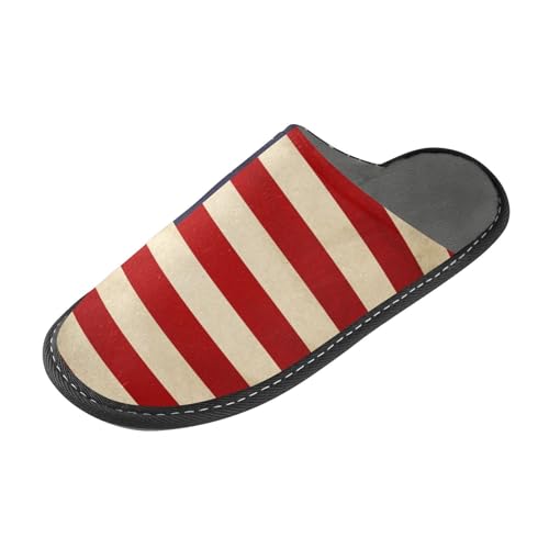 ALAZA Old American Flag Fuzzy Slippers for Women Men Warm Soft Lightweight Memory Foam House Slippers 8-8.52