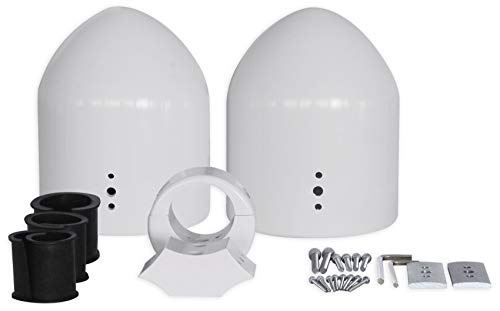 Image of Rockville DMAC65W Bundle: Dual 6.5-in White Aluminum Wakeboard Tower Speaker Enclosure, Pair RWBC 6.5-in Neoprene Marine Boat Wakeboard Tower Speaker Covers, 2-Items