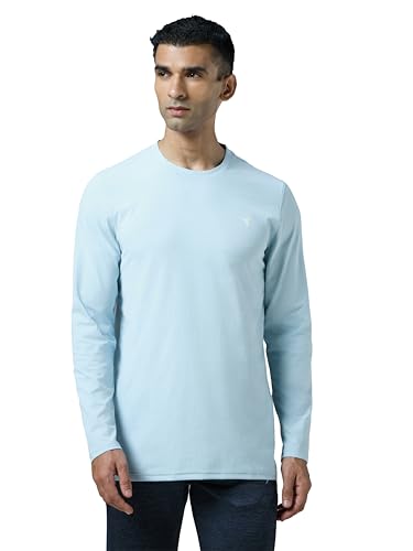 Image of TECHNOSPORT Men's Slim Fit Full Sleeve Crew Neck T-Shirt, COTFLEX Quick Dry Moisture Wicking Stretchable Sports Gym and Casual Wear