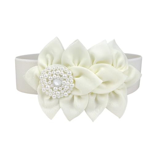 MOAIYU Flower Pattern Waistband Ladies Stylish Wide Stretch Belt Sophisticated Belt for Ladies Fashionable Dress Accessory