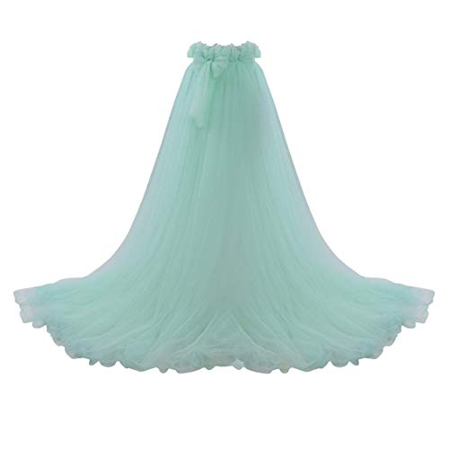 BPURB Women 5-Layers Tutu Long Train Skirts Wedding Prom Maxi Dress Green