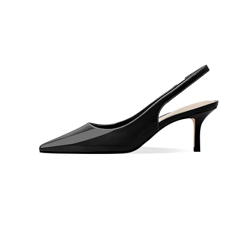Women's Kitten Heel Slingback Pointed Closed Toe Pumps Dress Shoes for Women Low Stiletto Heels for Women Comfy Dressy Heels