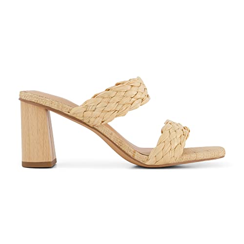 Image of Dunes Iris Chunky Braided Heel Sandals for Women, Block Heel Square Toe Summer Sandals with Memory Foam