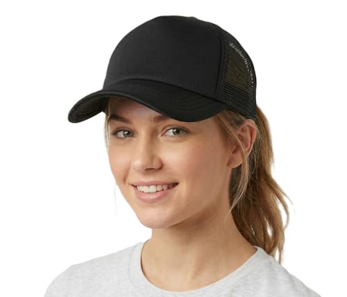 Image of NYFASHION101 Plain Mesh Trucker Hat - Breathable 6-Panel Daily Snapback Cap, Customizable Ideal for DIY Embroidery & Patches