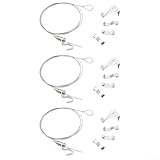 Filteilect Verstellbare Spiegelschienen-Aufhängungs-Set aus Edelstahl, 29,9 kg Tragkraft, für Wandaufhängung, Kabel, Haken, Kunstdisplays und Lampen, 3 Sets enthalten (2 m)