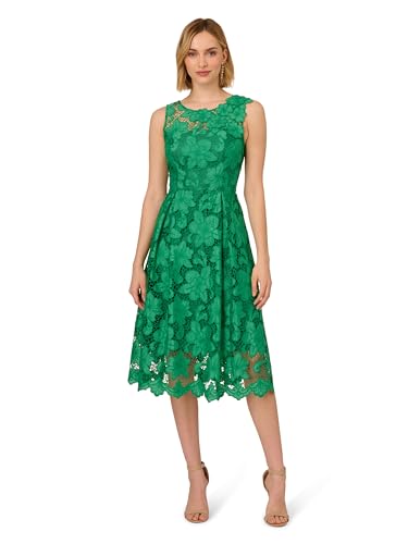 Image of Adrianna Papell Women's Lace Boat Neck Midi Dress