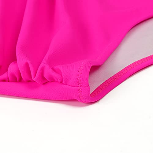 Omkagi Women Crisscross One Piece Swimsuit Halter Push Up High Cut Monokini Swimwear(L,4618-Hot Pink Built-In Pads) #TOP5