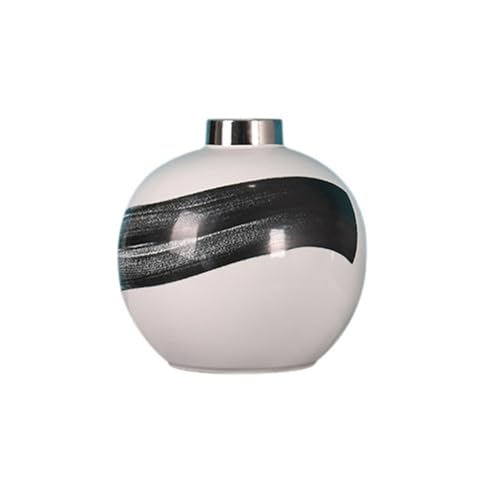 Jarrón De Flores Florero de cerámica esférico de galvanoplastia, florero Decorativo Moderno for Sala de Estar de Hotel, Muebles Ligeros de Lujo for el hogar Jarrones para Centros De Mesa