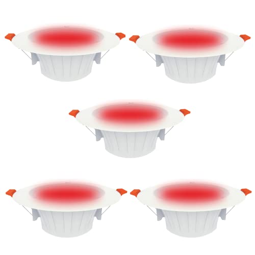 Image of FYBROS Aluminum Silvio Plus 9W Ceiling Lights for Hall, 80 mm LED Light for Home, Red LED Ceiling Lights for Home, Junction Box Lights for Living Room, Small LED Light for Room, Warm Indoor Lighting