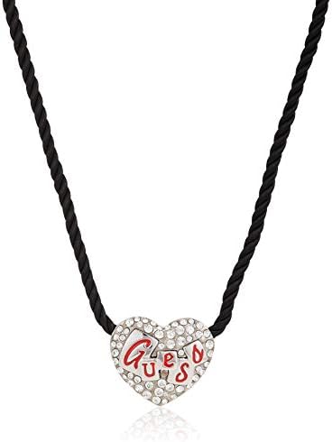 Guess UBN71218 Collana da Donna con Tessuto e Zirconia Cubica, Acciaio Inossidabile, Bianco