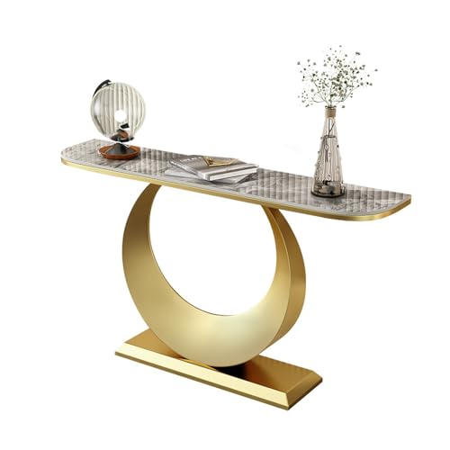 Sujete objetos sin perder espacio con la mesa de consola estrecha y base geométrica estable
