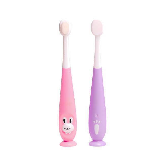 Baby Toothbrush I Supersoft Bristles & Section Cup Base Tooth Brush for Kids/Babies/Toddlers - Purple & Pink (Pack of 2)-image-37