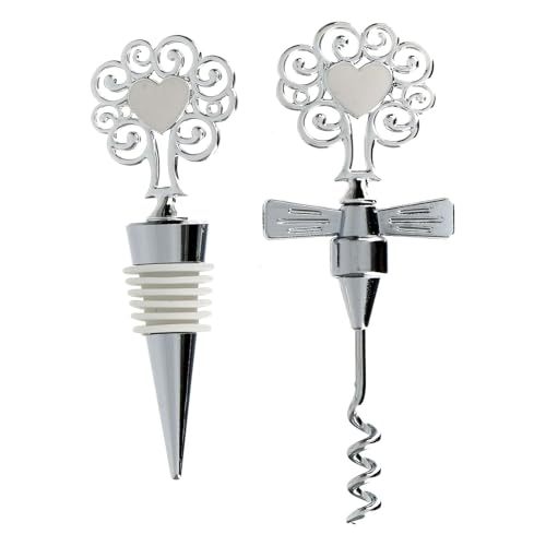 Wine Set: Corkscrew and Cork, Silver Metal, 5 in