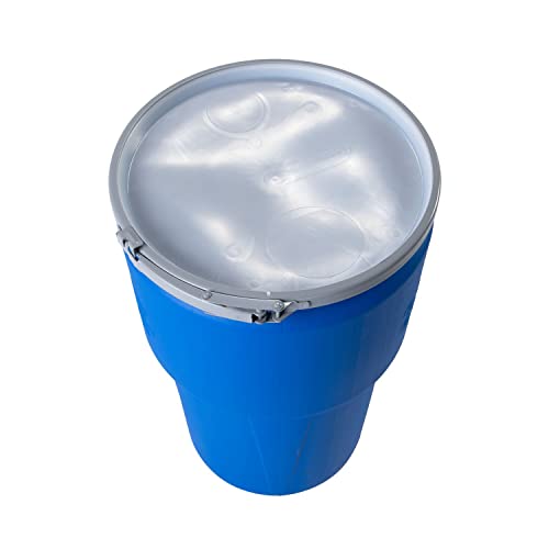 Eagle 55 Gallon Drum with Bung Lid and Metal Lever-Lock, 39.1\"x23.8\", Open Head Lab Pack Plastic Drum Made of Durable, Lightweight HDPE, Withstands Weather and Chemicals, Made in USA, Blue, 1655MBBG - Thumbnail 2