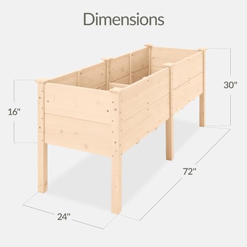 Image of Best Choice Products 72 inch x 24 inch x 30 inch Raised Garden Bed with Extra Deep 16 inch Depth, Elevated Wood Planter Box Stand for Backyard, Patio, Balcony, Natural Fir Wood - Natural