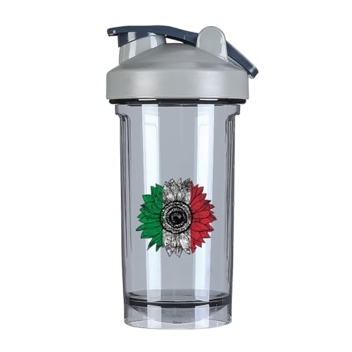 Vintage Sunflower Italy Flag 18 Ounce Shaker Cup,Fashion Theme Pattern Shaker Bottle Leak-proof Workout Shake Bottles 500ML/18 oz Perfect for Pre Workout Gray 0