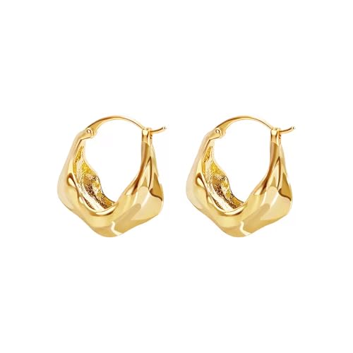 18k Gold Hoop Earrings for Women Creative and Fashionable Gold Earrings Chunky Hoop Earrings for Women