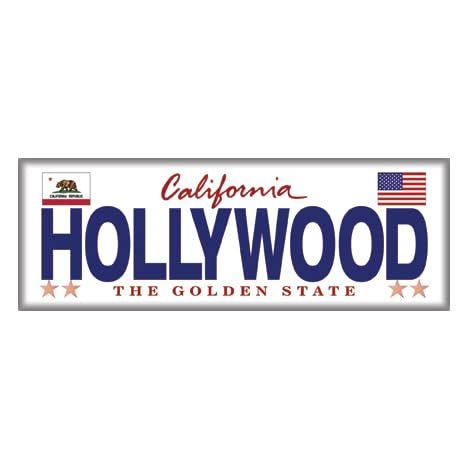 Imán decorativo rectangular de placa Hollywood California miniatura 1