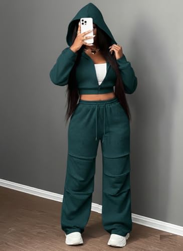 Image of Q - RIOUS Women's Baggy Mid Waisted Lounge Sweat Pants with Drawstring Athletic Flared Joggers with Pockets