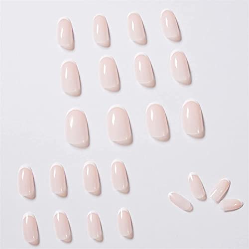 Crrltry Press On Nails Almond French White Fake Nails Acrylic Nails Short False Nails French Tip For Women And Girls 24Pcs #TOP2
