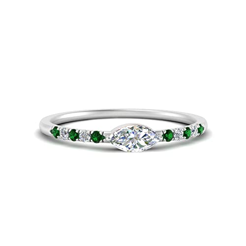 Bague fiançailles marquise est-ouest en argent sterling et pierre de naissance