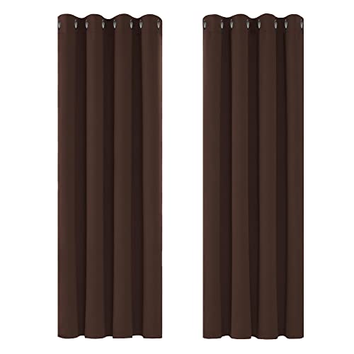 Deconovo Blackout Curtains Super Soft Bedroom Curtains Thermal Insulated Energy Saving Panels for Kids Chocolate 46x63 Inch 2 Panels
