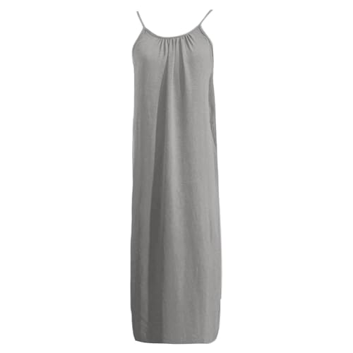 Image of HTHLVMD Backless Cami Dress Summer Dresses for Women 2026 Spaghetti Strap Dresses Womens Solid Color Backless Cami Dress