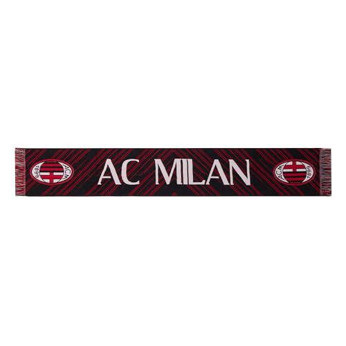 Rosso, Nero, Bianco AC Milan, Sciarpa Ufficiale, Jacquard, Acrilico, Taglia unica, Grafica, AC Milan