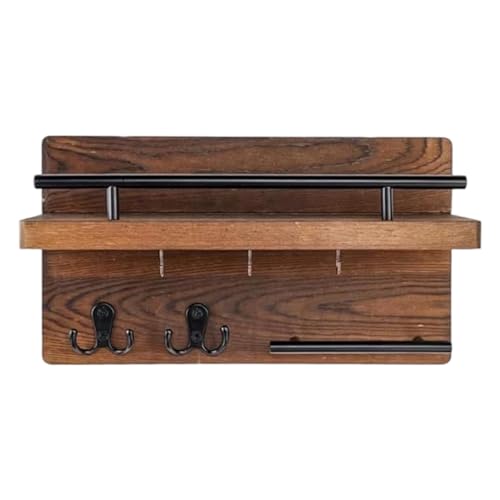 Générique Key Hanger - Wooden Retro Decorative Hanger, Household Wall Accessory, With Easy Handling | Key Rack Organizer for Wall with Floating Shelf Hook for Mail, Coat, Home, Hat, Backpack, Purse