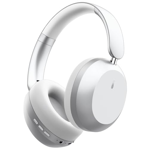Y05 Bluetooth Headphones Wireless Over Ear with Microphone 48 Hours Playtime, High Sound Quality Foldable Soft Earpads Earphones for Travel - Silver