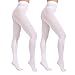 Paralinda 2 Pairs Women's Solid Color Tights 80D, Soft Opaque Microfiber Tights (White, S/M)