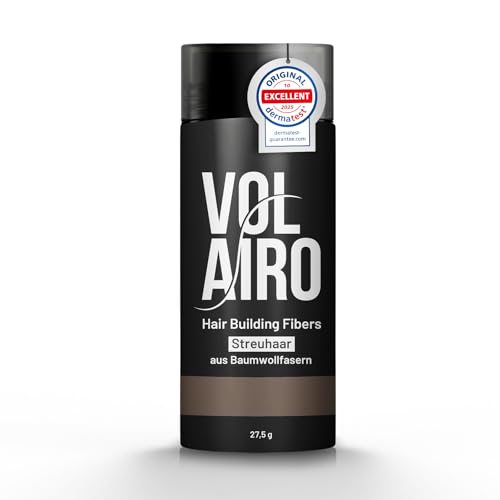 Volairo fibras capilares – castaño medio – 27,5 g – efecto volumen inmediato y natural en zonas despobladas – fijación segura, fácil aplicación y lavado – para hombres y mujeres