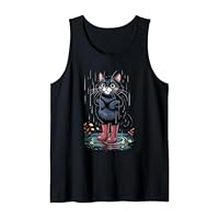 Wet Cat In Rain Boots Standing In A Puddle Tank Top