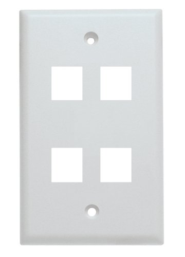 Shaxon BM303WP4-B, 4 Port Single Gang White Keystone Wall Plate
