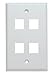 Shaxon BM303WP4-B, 4 Port Single Gang White Keystone Wall Plate