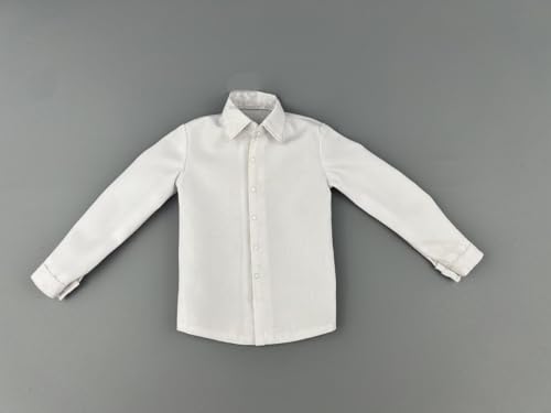 Fremego 1/6 Scale Male Clothes ,Men's Shirt Long Sleeve Suit Shirt Outfit Clothing Accessory for 12inch Action Figure Body (Warm White)