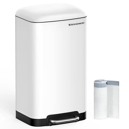 SONGMICS Cubo de Basura para la Cocina, 30 L, Cubo de Pedal de Acero con Tapa y Cubo Interior,...