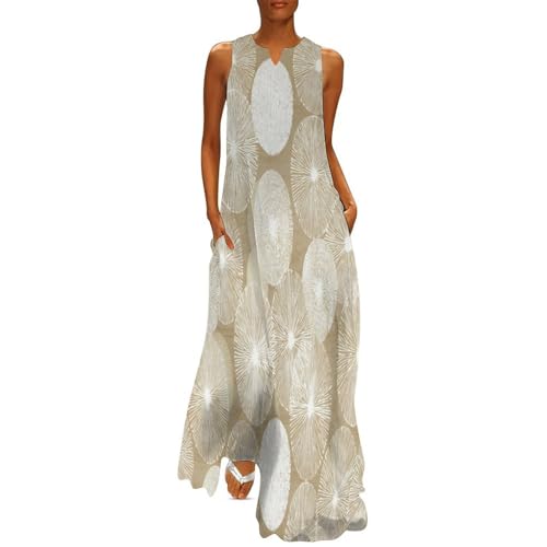 Robe longue grande taille élégante imprimée fluide avec poches
