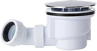 WAS90 VeeBath Essentials 90mm Fast Flow Easy Clean Shower Enclosure Tray Waste Trap, Chrome