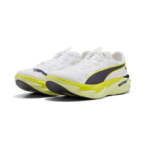 PUMA Men's Deviate Nitro Elite 4 Running Shoes, Puma White-Apple Spritz-Lux Lime, Size 10 D Medium US