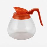 64 oz Commercial Glass Coffee Pot Decanter with Orange Decaf Handle — 12 Cup Heat-Resistant Glass Carafe for Restaurants, Cafes, Offices — Fits Bunn, Curtis, Newco & Most Commercial Coffee Brewers