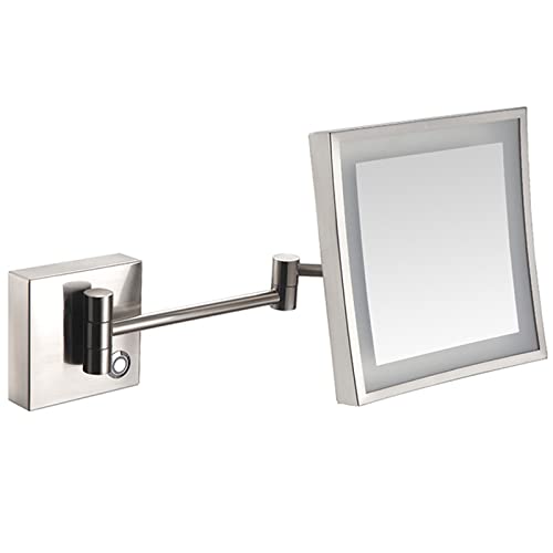 Miroir de rasage extensible tactile nickel avec zoom 3X et éclairage LED intégré