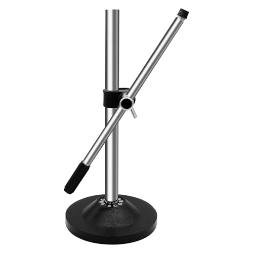 5 Core Mic Stand Desk Height Adjustable Height Extendable Boom Arm Table Microphone Holder w Round Base Metal Base - MS RBS CH IN