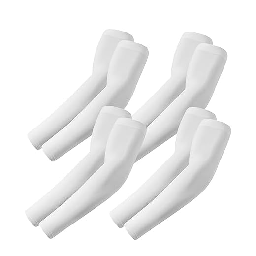 ROXUN 4 Pairs Arm Sleeves, Cooling UV Sun Protection Sports Compression for Men/Women 4 White