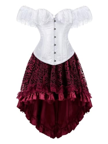Jutrisujo Lace Corset Dress Tops Skirt set for Women with