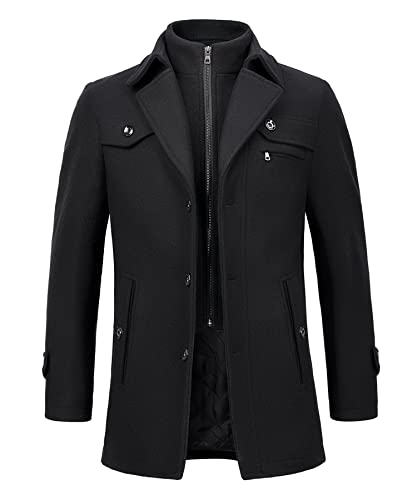 Oralidera Homme Manteau d'hiver Chaud Manteaux en Laine Trench-coat Chaud Slim Fit Manche Longues Casual Veste Mode Classique Cover