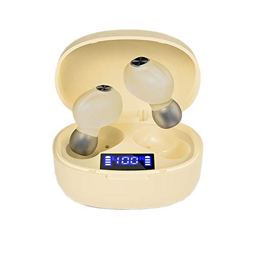 TWS - Auriculares inalámbricos con Bluetooth 5.0, resistentes al agua, con Bluetooth, mini altavoz, estéreo, inalámbricos, con micrófono (amarillo claro)